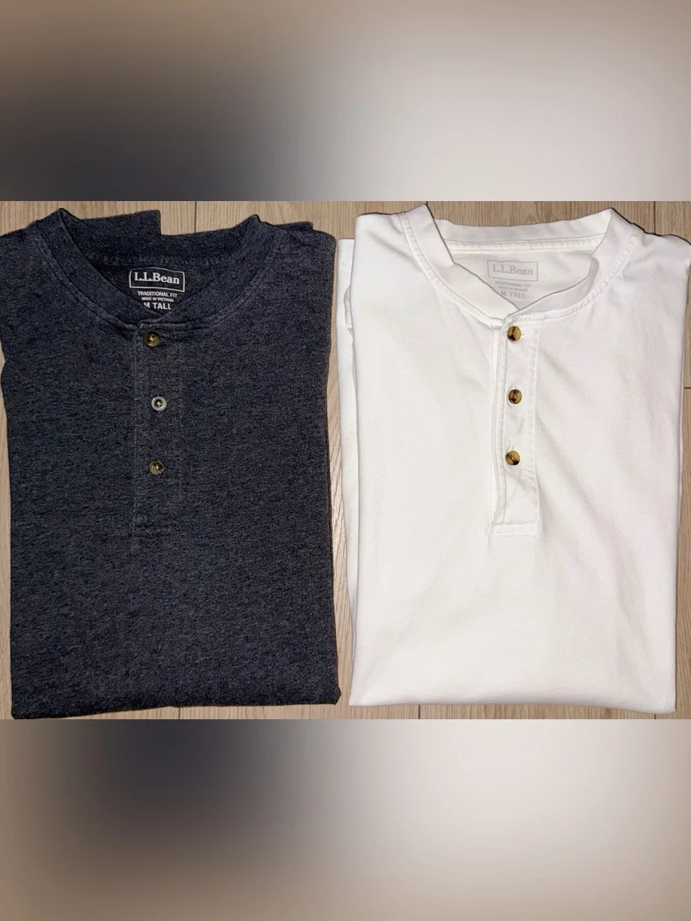LL Bean Mens M Tall Carefree Unshrinkable Tee Traditional Fit L-Sleeve Henley